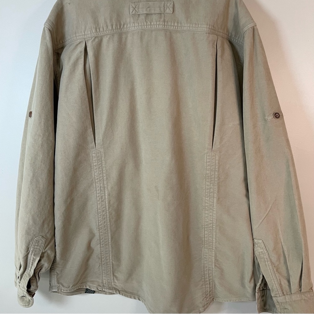 ORVIS Mens XXL Tan Cotton Chamois Button‎ Up Utility Work Shirt Outdoors Rugged - Picture 4 of 8